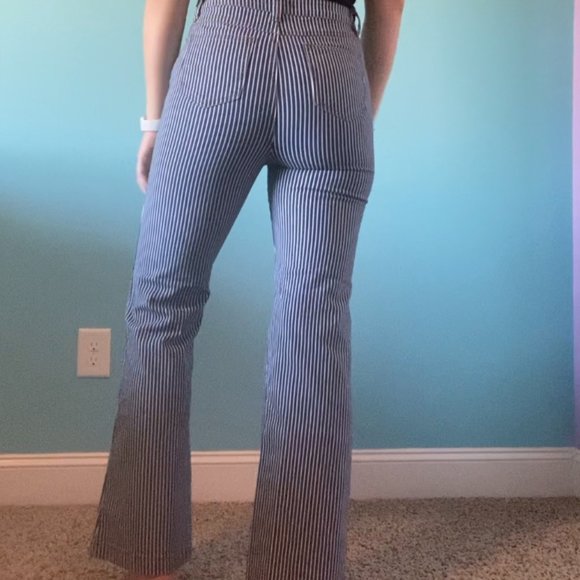 High Waisted Striped Flare Pants - Picture 2 of 5